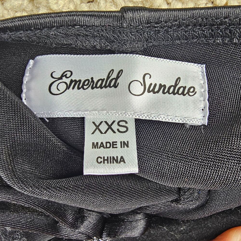 Emerald Sundae Black Satin Bodycon Mini Dress XXS NWT Party Cocktail - Picture 3 of 15